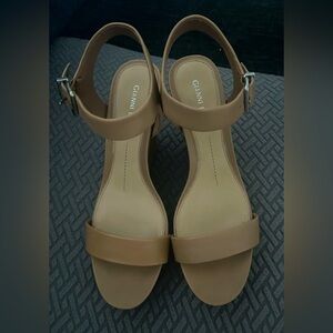 Gianni Bini Telmma Leather Platform Wedge Sandal, Size 9